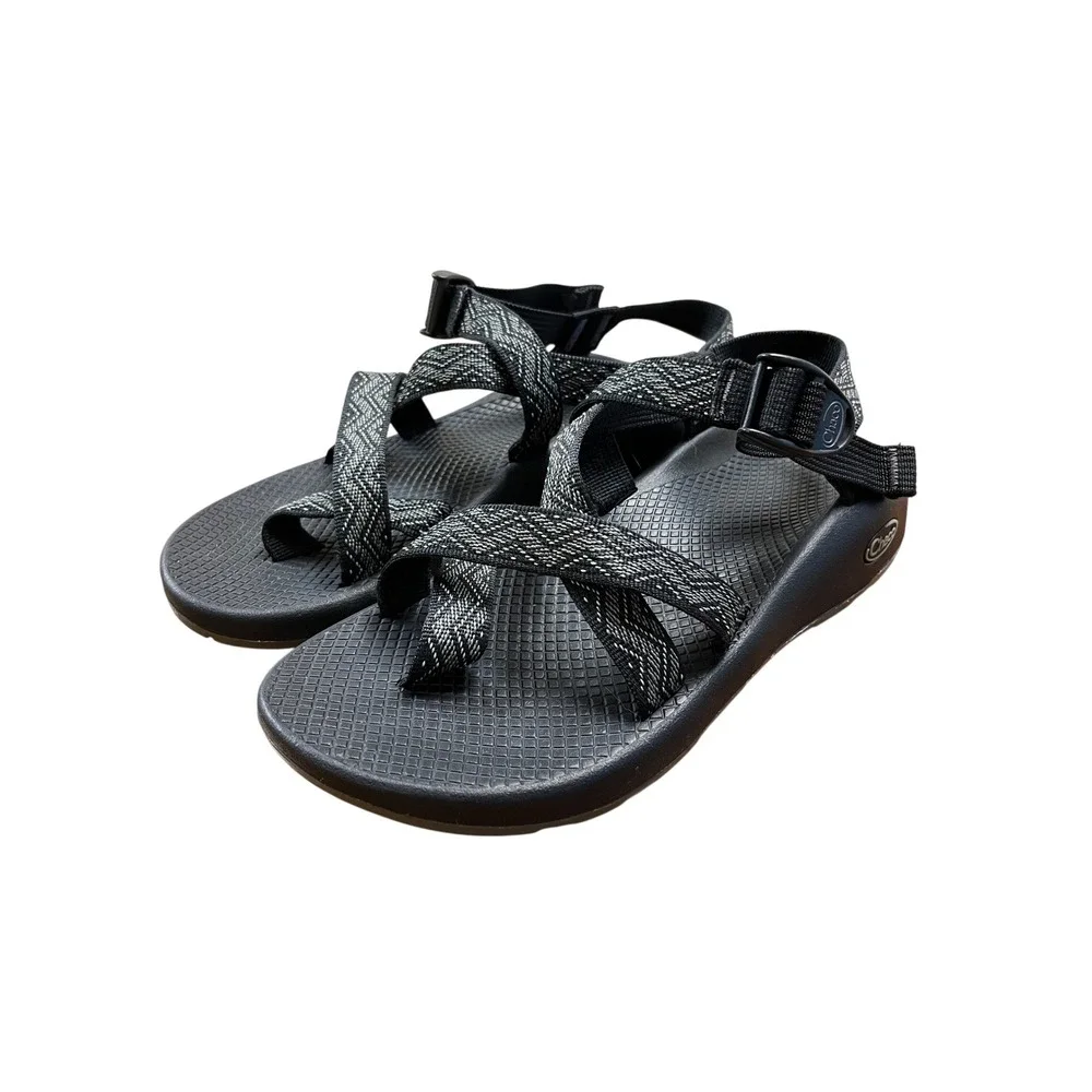 Chaco Z/Cloud 2 Sandals Women 9 Black White Strappy Toe Loop Hiking Gorpcore
